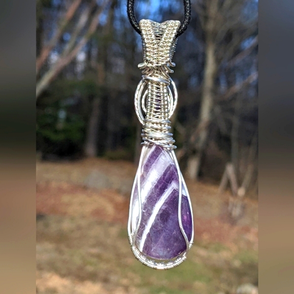 Artisan Sterling Silver Amethyst Gemstone Pendant Necklace - Picture 16 of 16